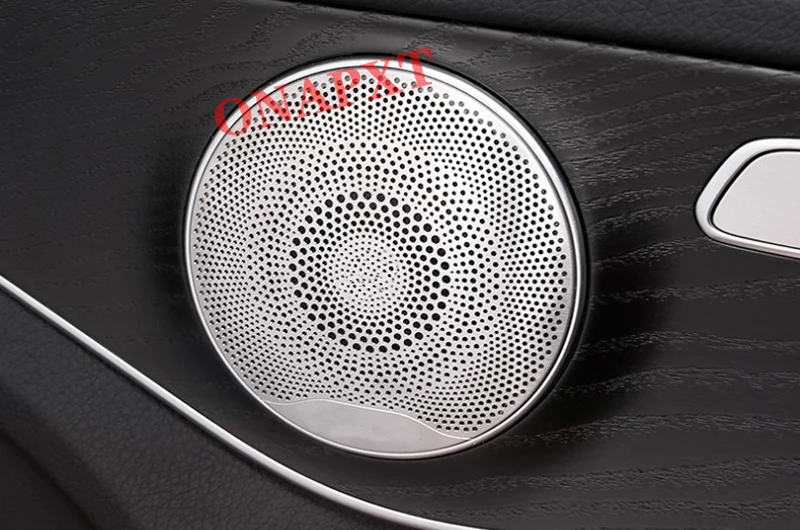 

6 PCS For Mercedes Benz C/GLC class W205 X253 Car Silver Interior Door Audio Speaker Panel Trim Loudspeaker Midrange Lid Cover