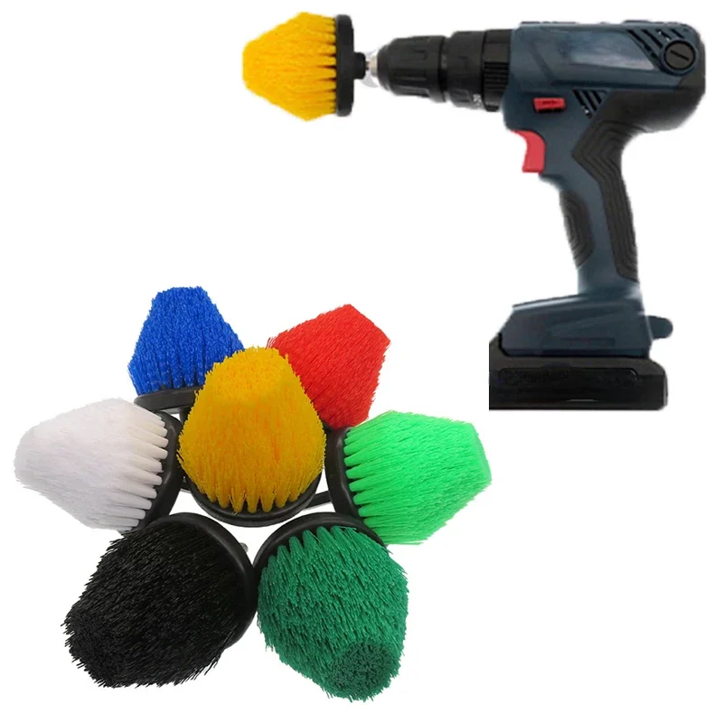 2.5" Electric Drill Brush All Purpose Hexagonal Nylon Bristle Power Polisher Scrubber Brush Car Washing Cleaning Tools