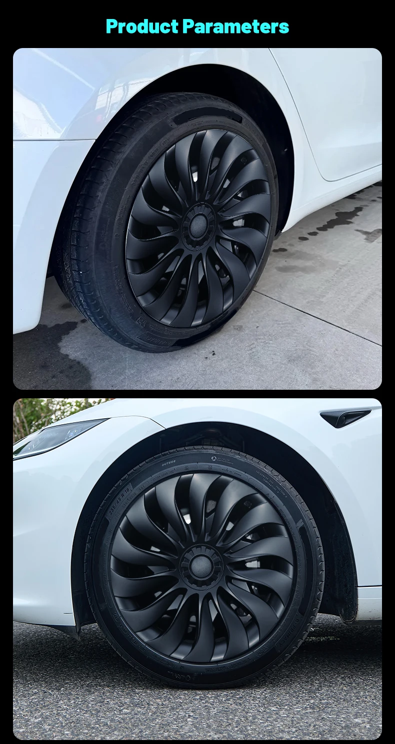 4 Stück 18 Zoll Radkappen für Tesla Model 3 Highland 2024-2026 15. Stil Radkappen-Ersatz Radabdeckungen Vollfelgen-Zubehör – Detail 11