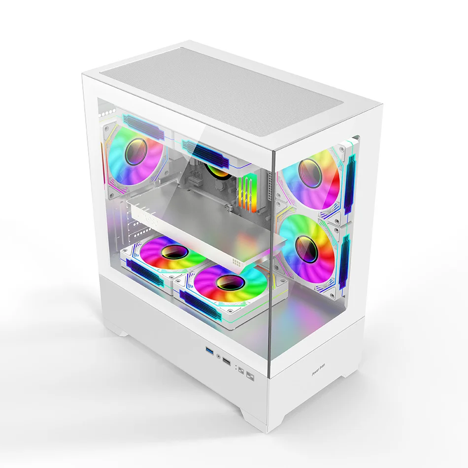 Power Train Illusionary Realm 3 M-ATX Desktop Case Support 350mm GPU 240 Water Cooler Side Transparent Computer Chassis PC Case PC Chassis Computer Chassis Frame