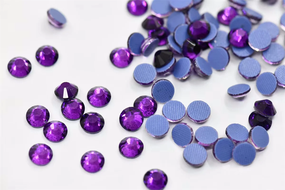 purple series HotFix Rhinestones s16 ss20 ss30 Iron On Flatback Crystals For clothing