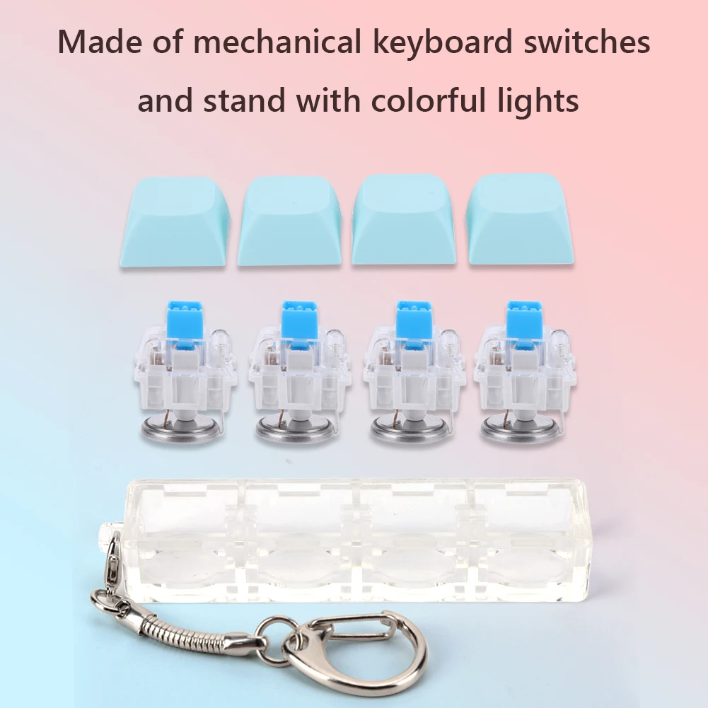 Keyboard Decompression Toys 4 Keys Keyboard Fidget Toy with LED Light Button Stress Relief Mechanical Key Toy for Adult and Kids