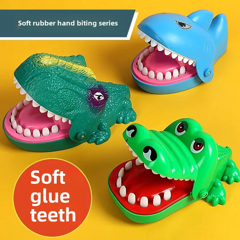 Large Size Sound And Light Biting Hand Shark Crocodile Mouse Dinosaur Children Tooth Bite Soft Toy Prank Relief Toy