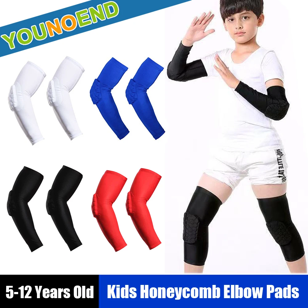 

1Pair Kids Sports Honeycomb Compression Elbow Pads Arm Guard for Basketball, Baseball, Football, Volleyball, Wrestling, Cycling