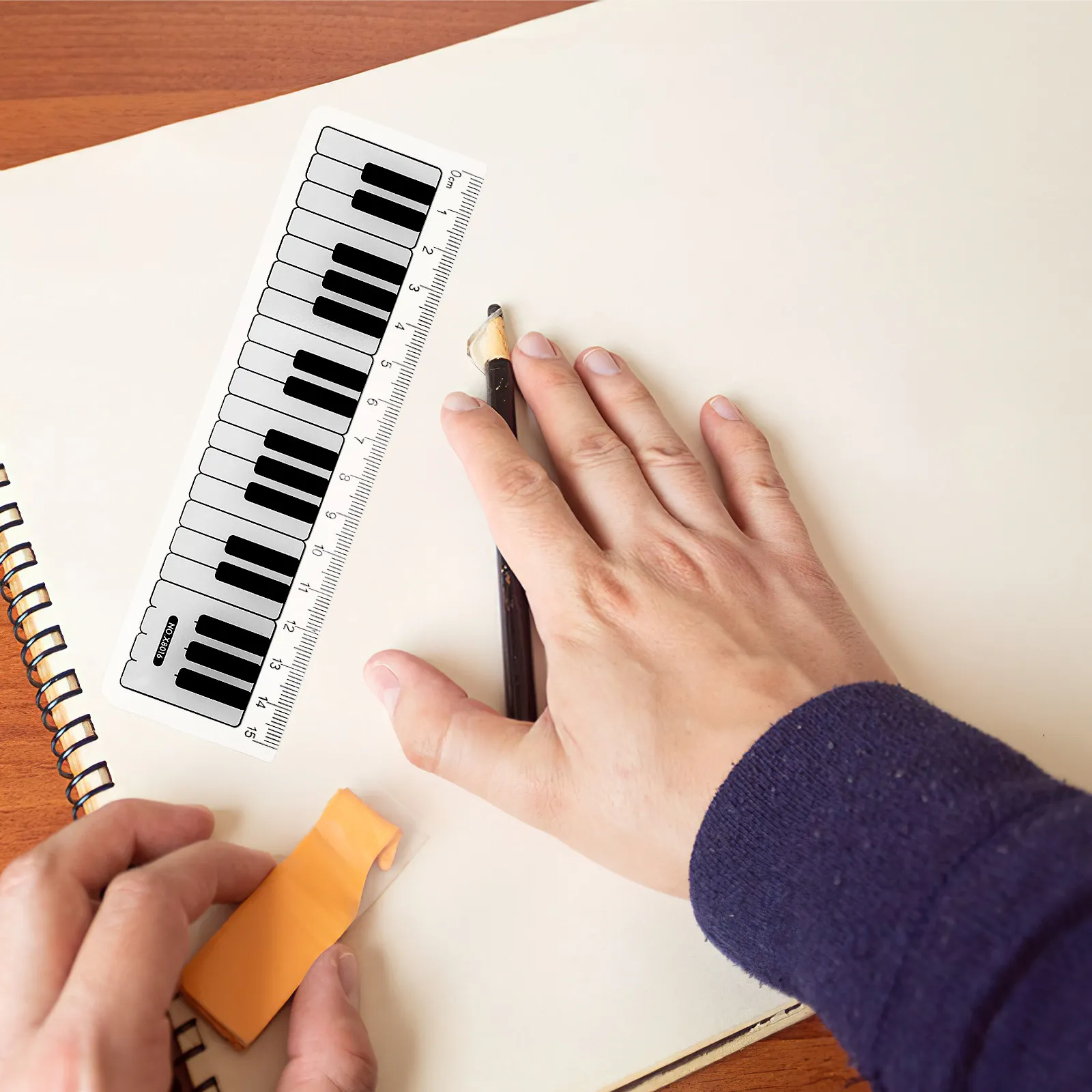 15Pcs 피아노 키보드 눈금자 학교 교실 기하학 그리기 문구용 투명 플라스틱 측정 도구