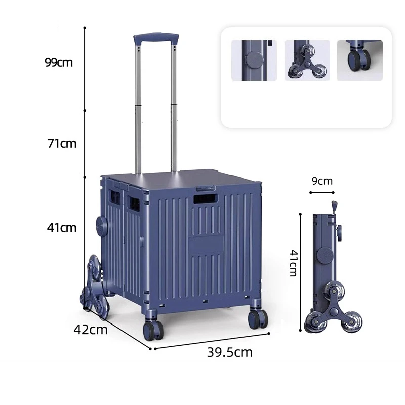 Shopping Cart Hand Picnic Shopping 55L 8 Wheel Universal Wheel Outdoor Foldable Camping Trolley Vegetable Basket Pull Climbing 4