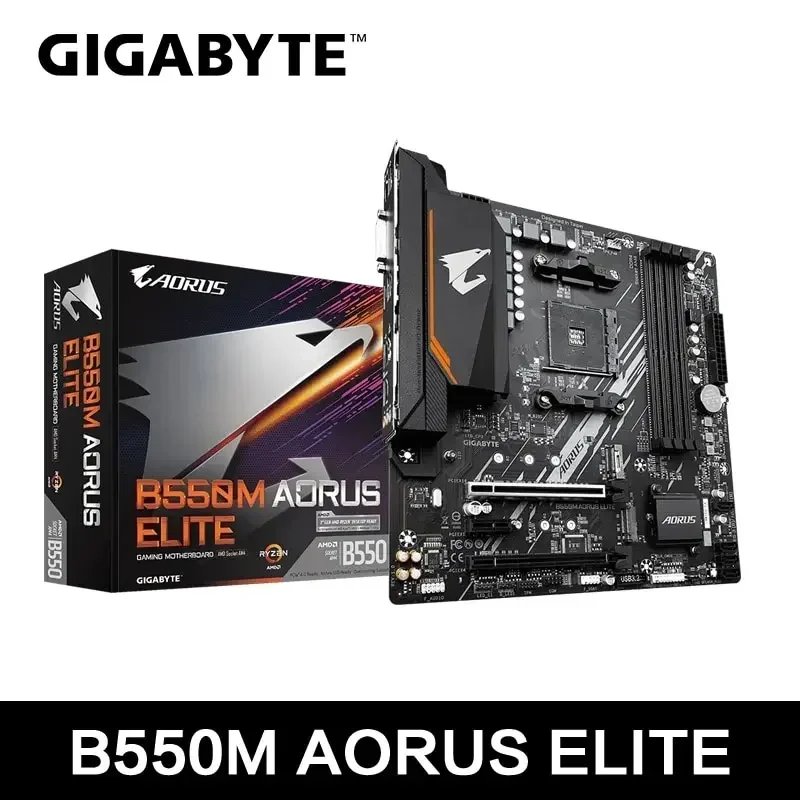 

GIGABYTE новая материнская плата B550M AORUS ELITE Micro-ATX Socket AM4 для процессора серии Ryzen 5000 4000 3000 двухканальный DDR4 SATA3 M.2