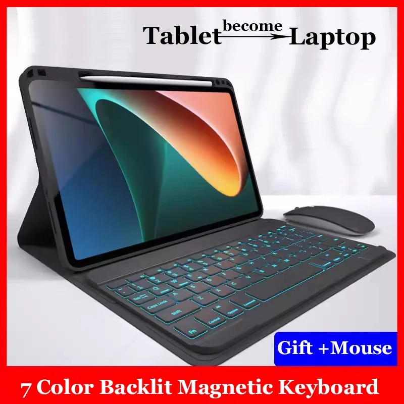 YHFZR Teclado Funda Para Xiaomi Redmi Pad SE, [Español Ñ] 7 Colores