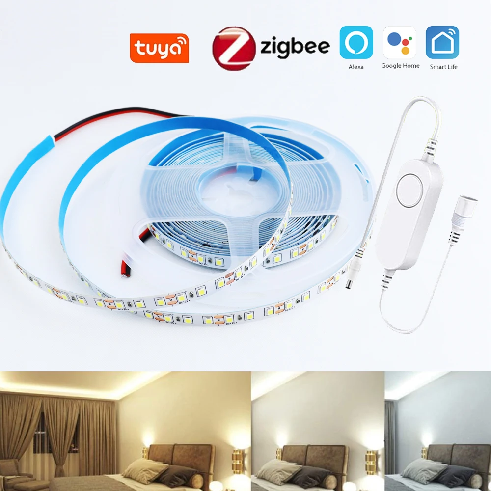 Tuya-Zigbee-12V-2835-LED-Strip-1m-2m-3m-4m-5m-Dimmable-Light-Warmwhite ...