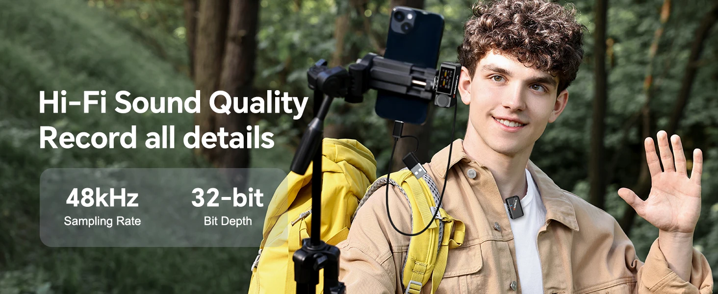 BooMax Dual-channel Wireless Lavalier Microphone AI Denoise 32-bit Float Interna