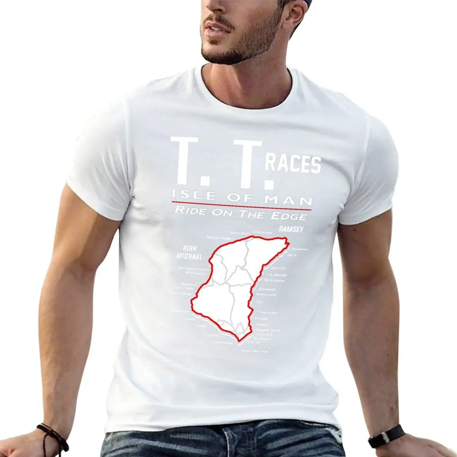 

ISLE OF MAN TT RACES T-shirt vintage clothes blacks fruit of the loom mens t shirts