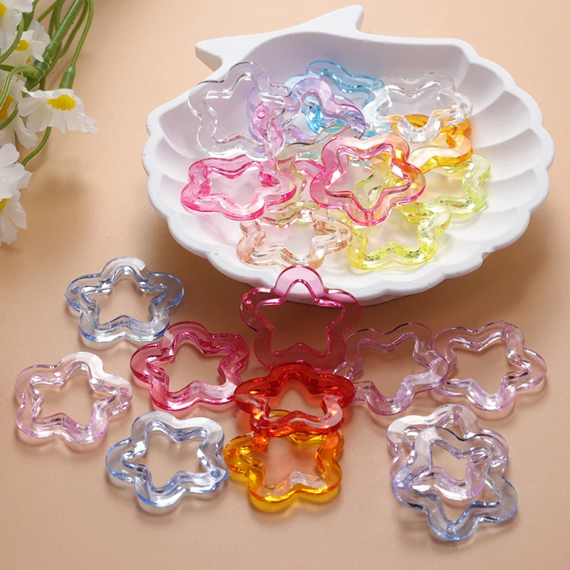 20/50/100 Stück 30mm Acryl Transparente Hohle Sternperlen DIY Schmuckanhänger Schlüsselanhänger Windglocke Handgemachtes Mode-Accessoire