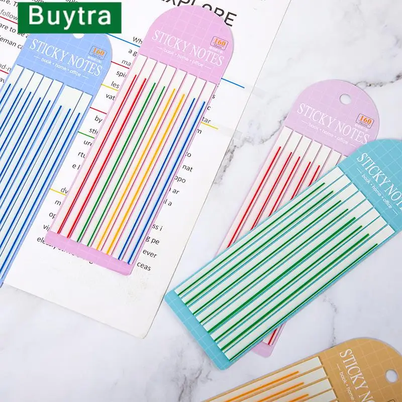 

60Pcs Macaroon Color Horizontal Line Stickers Transparent Fluorescent Tabs Flags Sticky Note Stationery Children Gifts