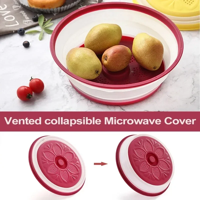 Food Cover Microwave Cover 1pc Microwave Oven Heating Cover Multifunctional Silicone Collapsible Food Cover Oil and Round Splash Proof Kitchen Tools