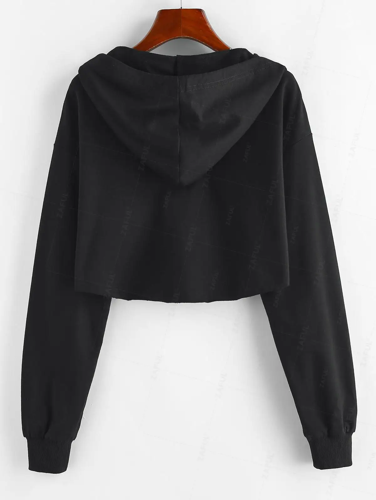 ZAFUL Raw Hem Zip Up Cropped Hoodie 2