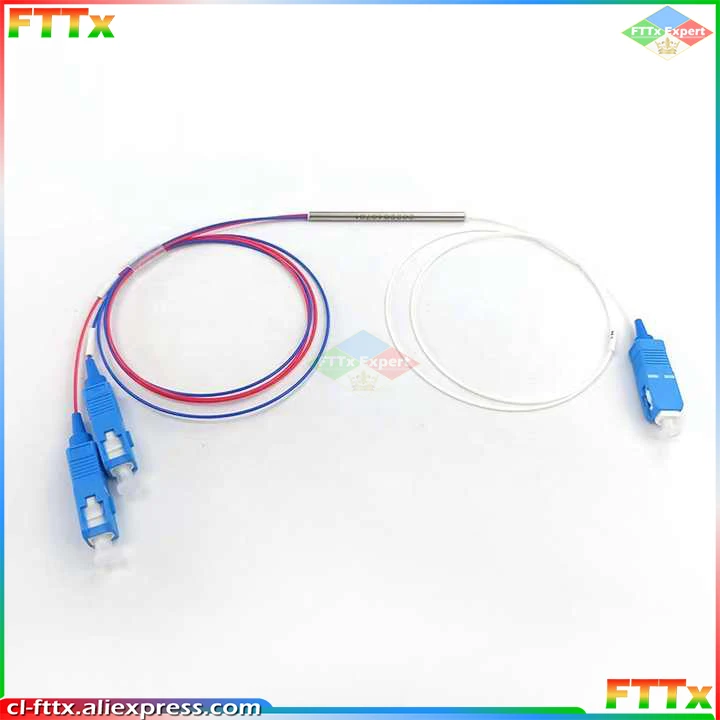 5pcs/lot Fiber Optic FBT Splitter SC UPC 1x2 With Connector 0.9mm Unbalanced Coupler Optional Split Ratio 10/90 45/55 20/80
