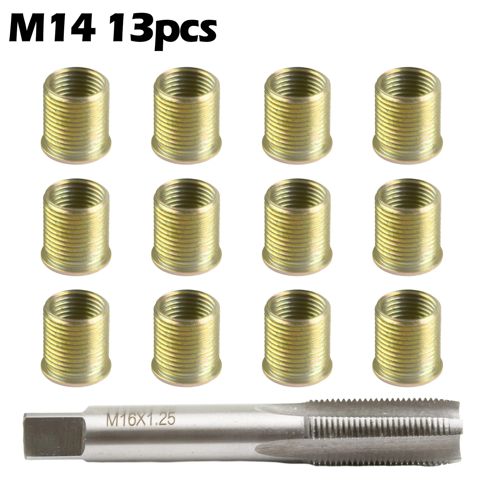 M14X1 25 스테인리스 인서트와 M16X1 25 탭이 포함된 엔진 나사산 수리 키트 (금속 나사산 수리 및 유지보수용)