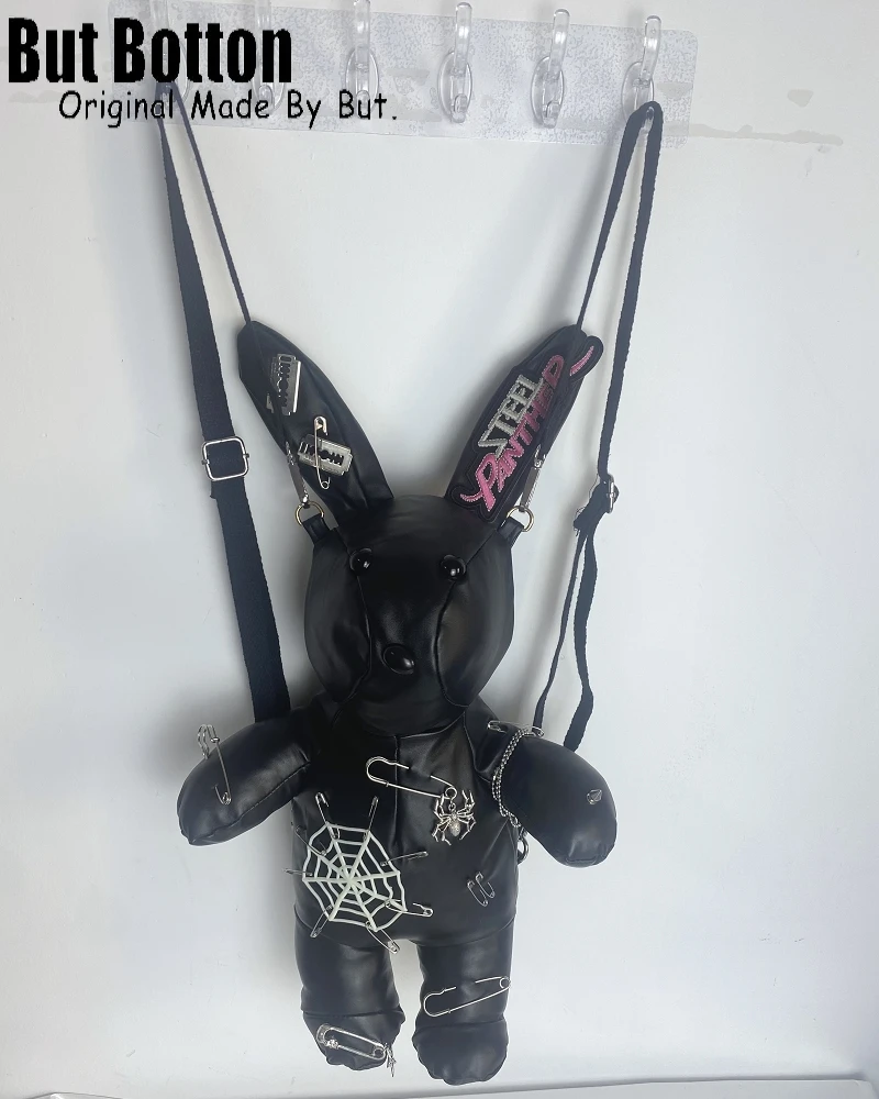 ●Oryany●SCRUNCH Bag/Black + Rabbit Charm/SET割引 Gothic Punk Metal Backpack | Rabbit Shoulder Bag Goth