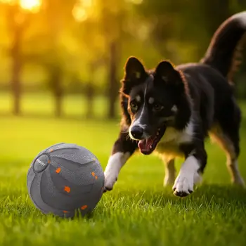 Bite Resistant Smart Dog Toy Ball USB Rechargeable Wear Resistant Dog Bouncing Ball Durable with Light Automatic Moving Ball Toy 1