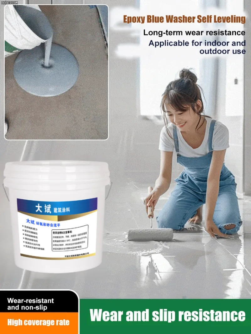 Cement Floor Paint Epoxy Colored Sand Self-Leveling Indoor & Outdoor Wear-Resistant Anti-Slip Natural Marble-Like Coating