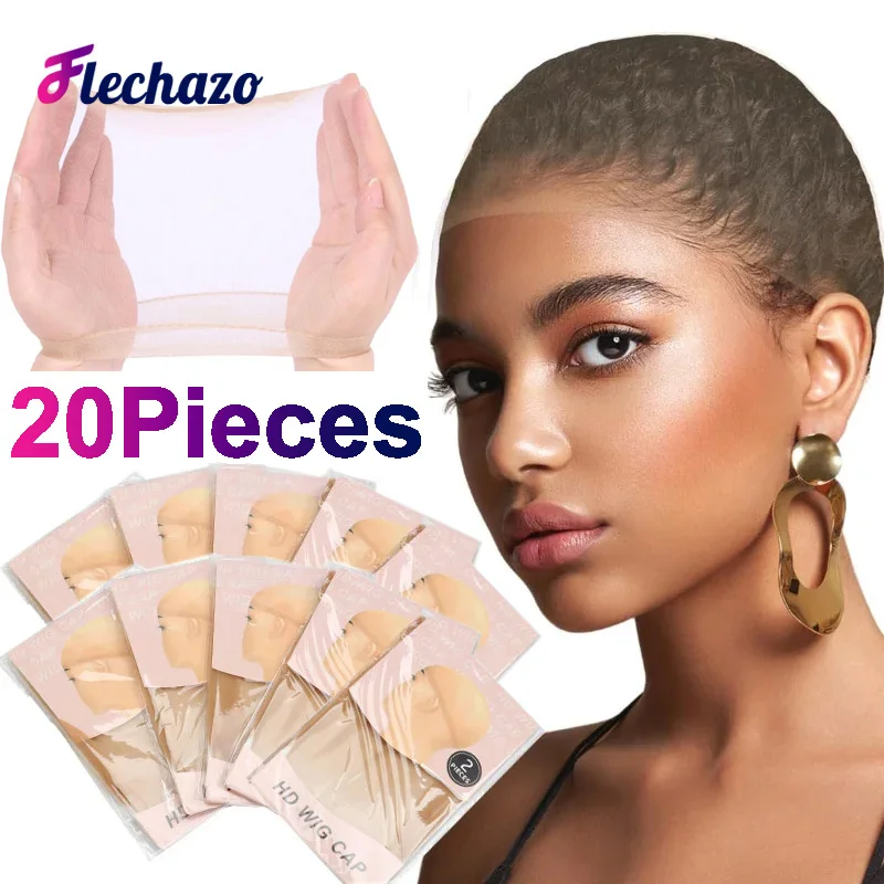 20 Pieces Hd Wig Caps For Women Thin Transparent Wig Cap For Lace Front Breathable High-Elastic Stretchy Stocking Nude Caps