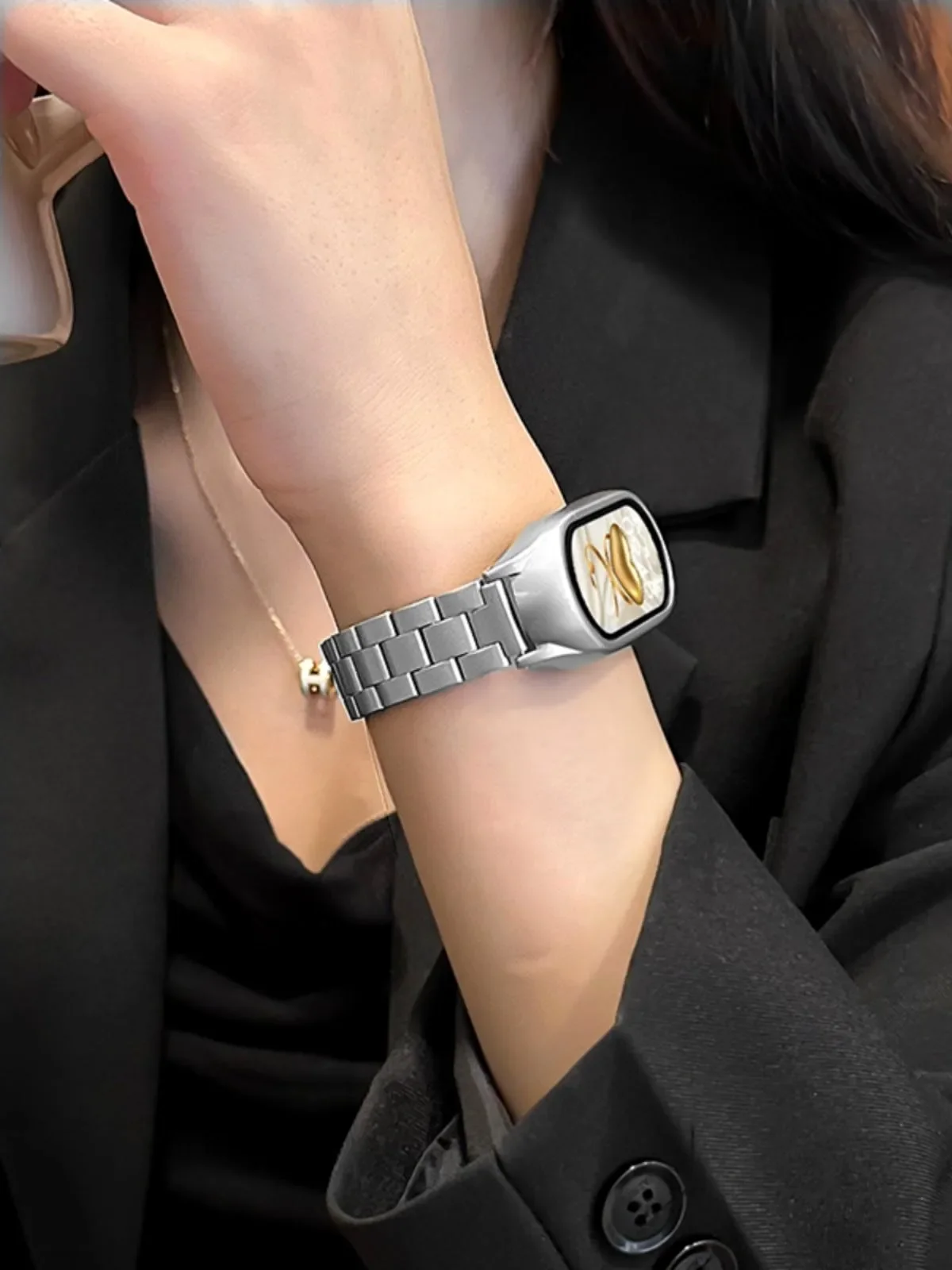 Elegant Stainless Steel Replacement Wristband Bracelet, Universal Fit Strap