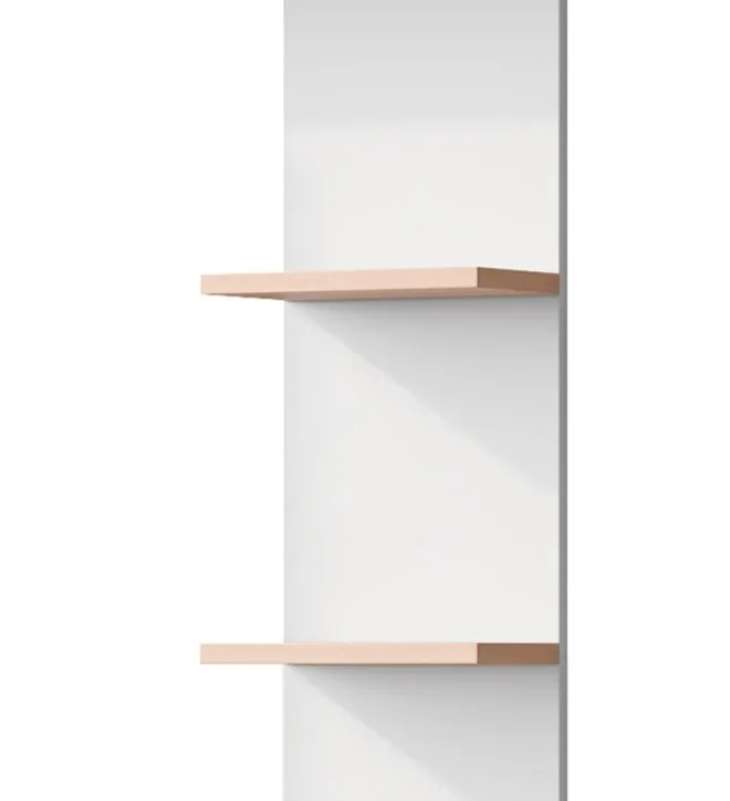 Arbeitstisch mit Stauraum – Stock-Holzkontrast, Unterschrank mit Türen und offenem Oberregal, Bürodesign, 123,5 x 45 x 16,5 cm – Detail 4