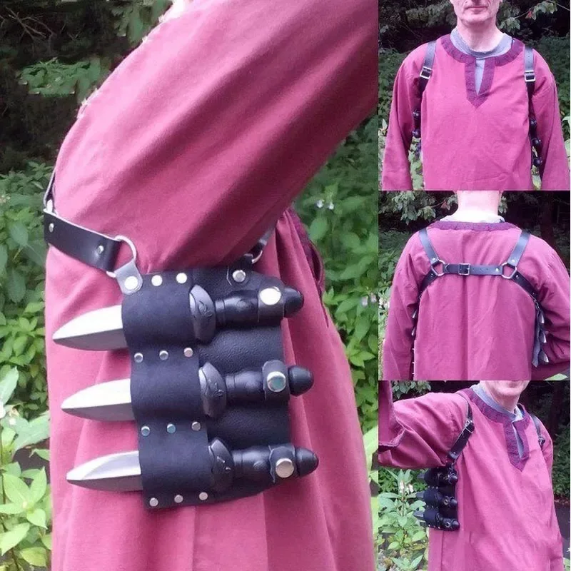 Medieval Underarm Throwing Knife Holster Sheath Ninja Hidden Kunai Scabbard Case Tactical Combat Hunting Cover Steampunk Props