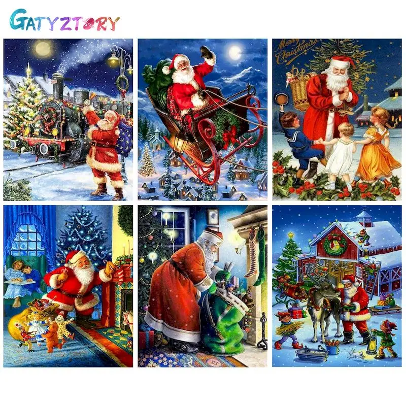 

GATYZTORY Coloring By Number Christmas DIY HandPainted Art Gift DIY Drawing On Canvas Pictures By Number Kits Home Decor