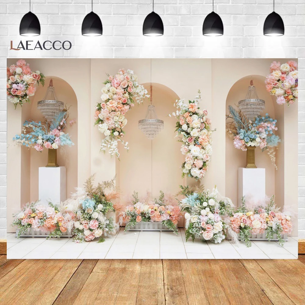 Photo Backdrop Wedding Wooden Wall Backdrops Vintage Garland With Luminous Bulbs Decor Pots With Flowers Candle Party Photographic Backdrops