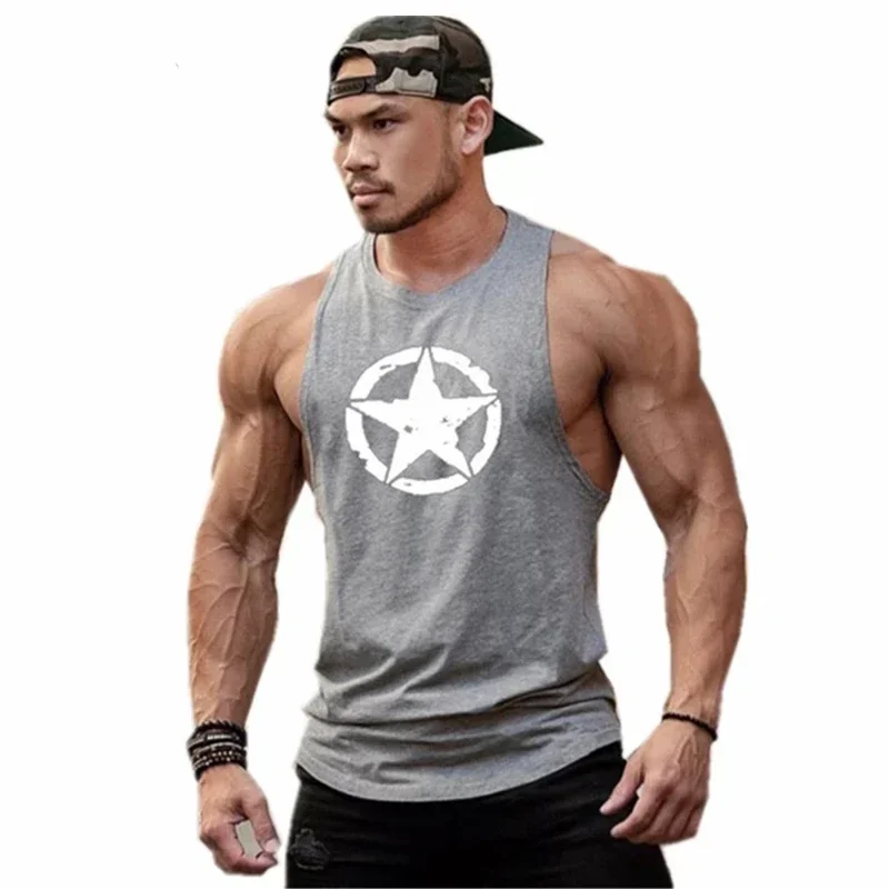 

New Fashion Pure Cotton Sleeveless Shirt Vest Men's Fitness Shirt Men's Undershirt Bodybuilding Exercise Fitness Vest Fitness Me