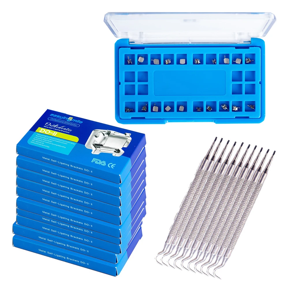 

10 sets Easyinsmile Dental Material for Orhto Bracket Self Ligating Metal Mini Braces Roth / MBT 345 Slot .022