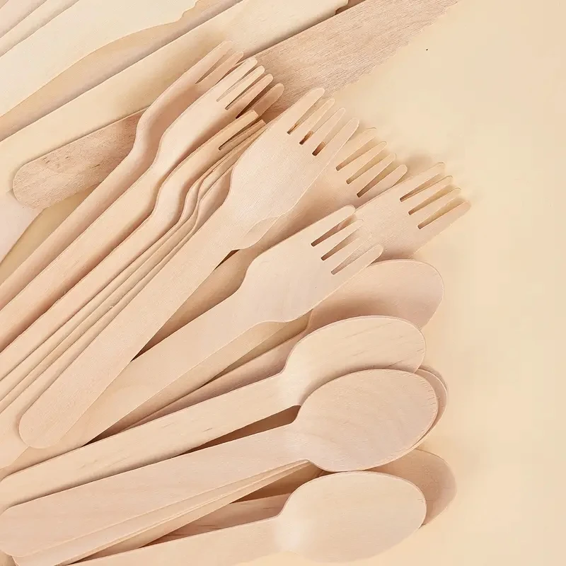 Disposable Spoon, Wooden Knife, Fork, Spoon, Eco-Friendly Tableware Set, Cake Fork, Ice Cream Dessert Wooden Spoon Ice Cream Woo