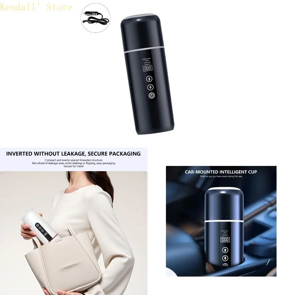 3XUB 변색되지 않은 여행용 가열 컵 500ml 자동차 캠핑용 자동 가열 컵