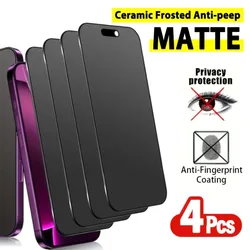Premium 4 - Pack Matte Ceramic Privacy Screen Protector - Anti - Spy, Anti - Scratch, Anti - Fingerprint - iPhone 12 Mini (Black)