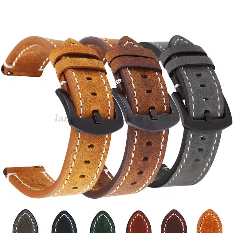 Genuine Retro Calf Leather Watchband Strap - Premium Sport Belt