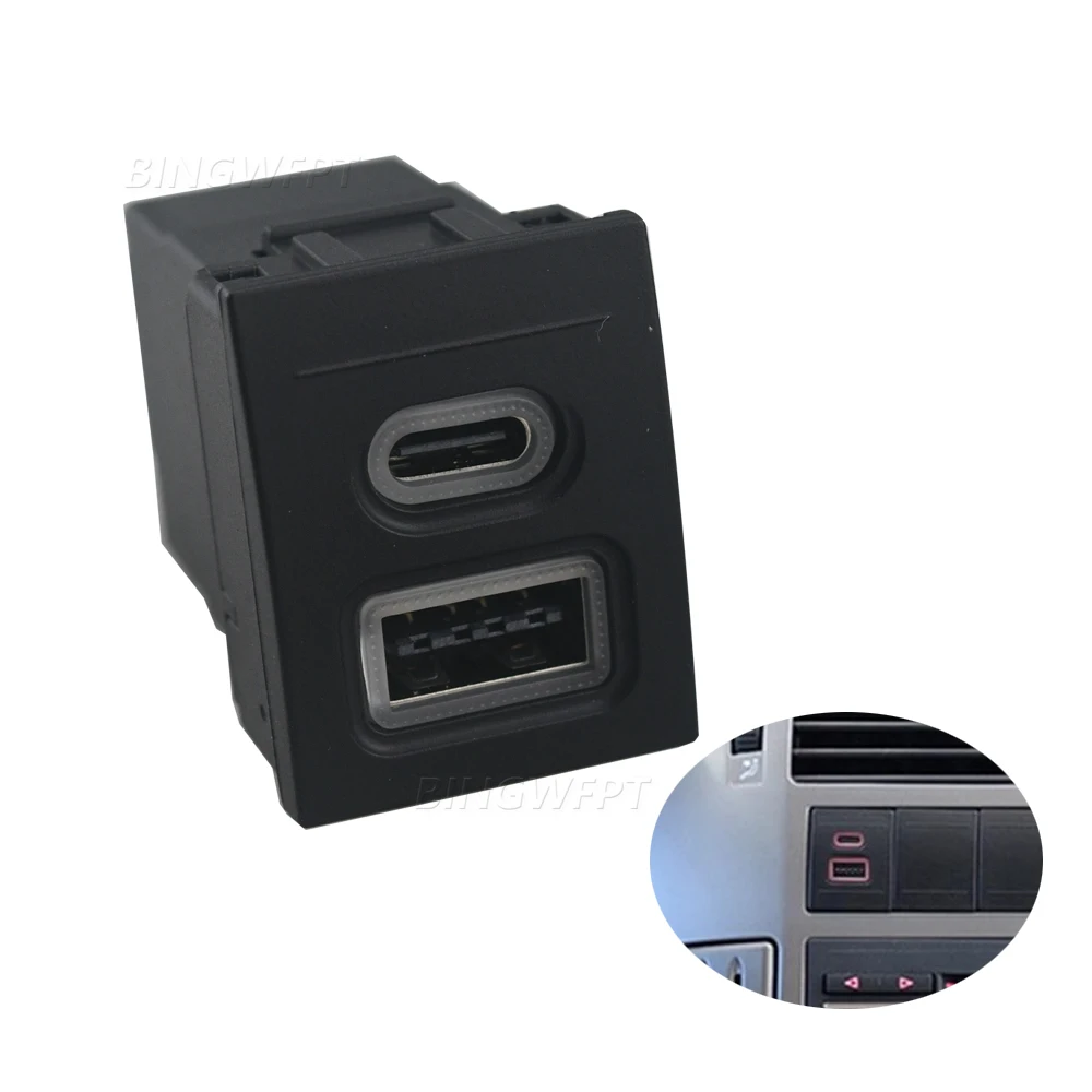 Car USB Charger PD Quick Charge QC3.0 Phone Charging Adapter Outlet Button For V