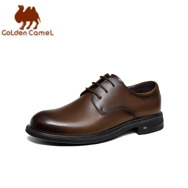 GOLDEN CAMEL Men's Dress Shoes Leather Surface Wedding Groom Derby Shoes for Men Gentleman Luxury Formal Business Footwear