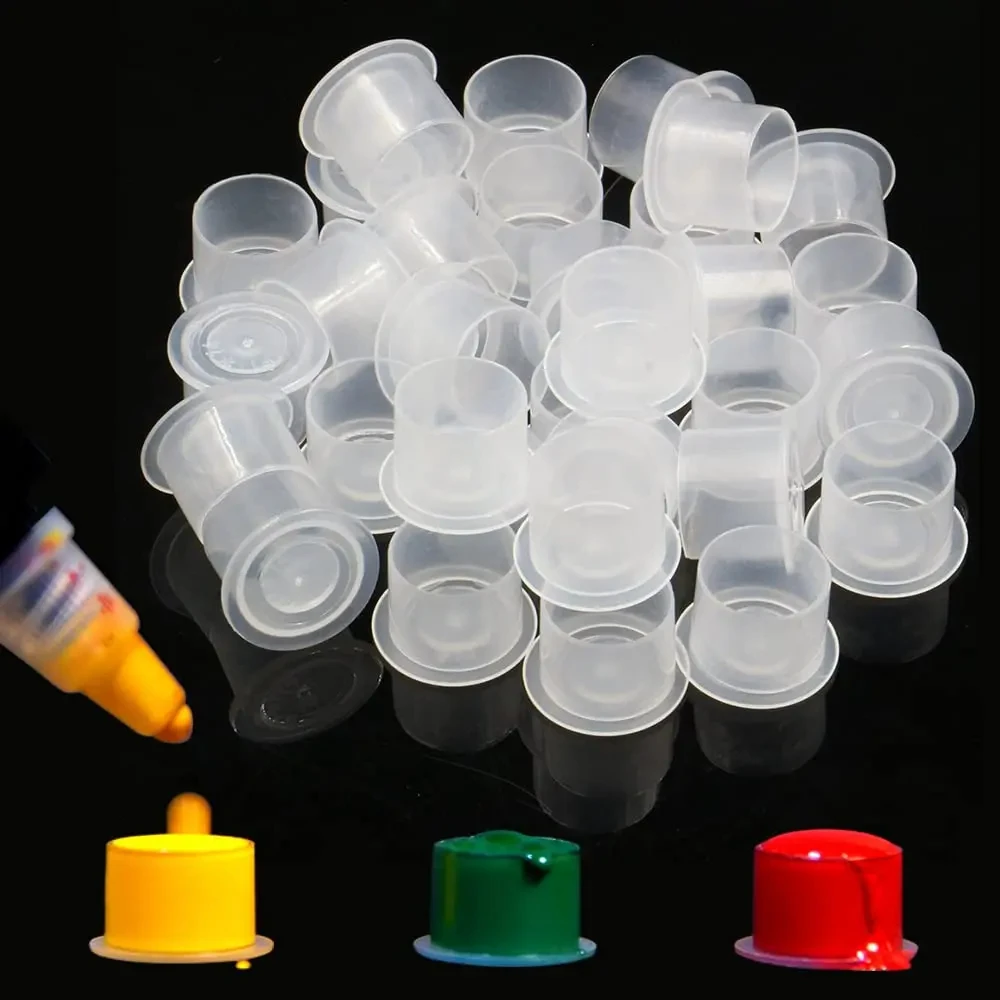 Disposable Tattoo Ink Cups 100 PCS Disposable Microblading Steady Plastic Tattoo Ink Cups 4 sizes Permanent Makeup Pigment Clear Holder Container Cap