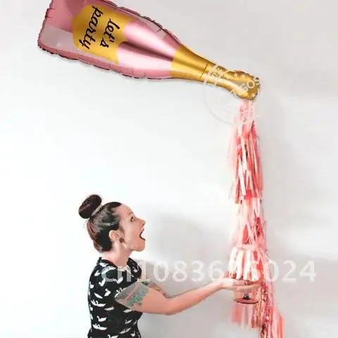 

Pink metallic rose gold foil balloons 36 inch big cup white latex bottle balloon party for wedding birthday Let's.