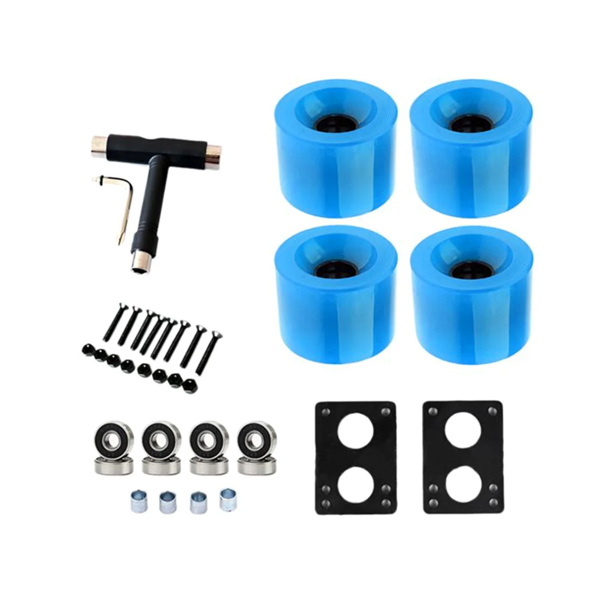 

80A Skateboard Wheels Replacement with Bearings Longboard PU Wheels Cruiser Wheels Street Upgrade Replacement, Blue