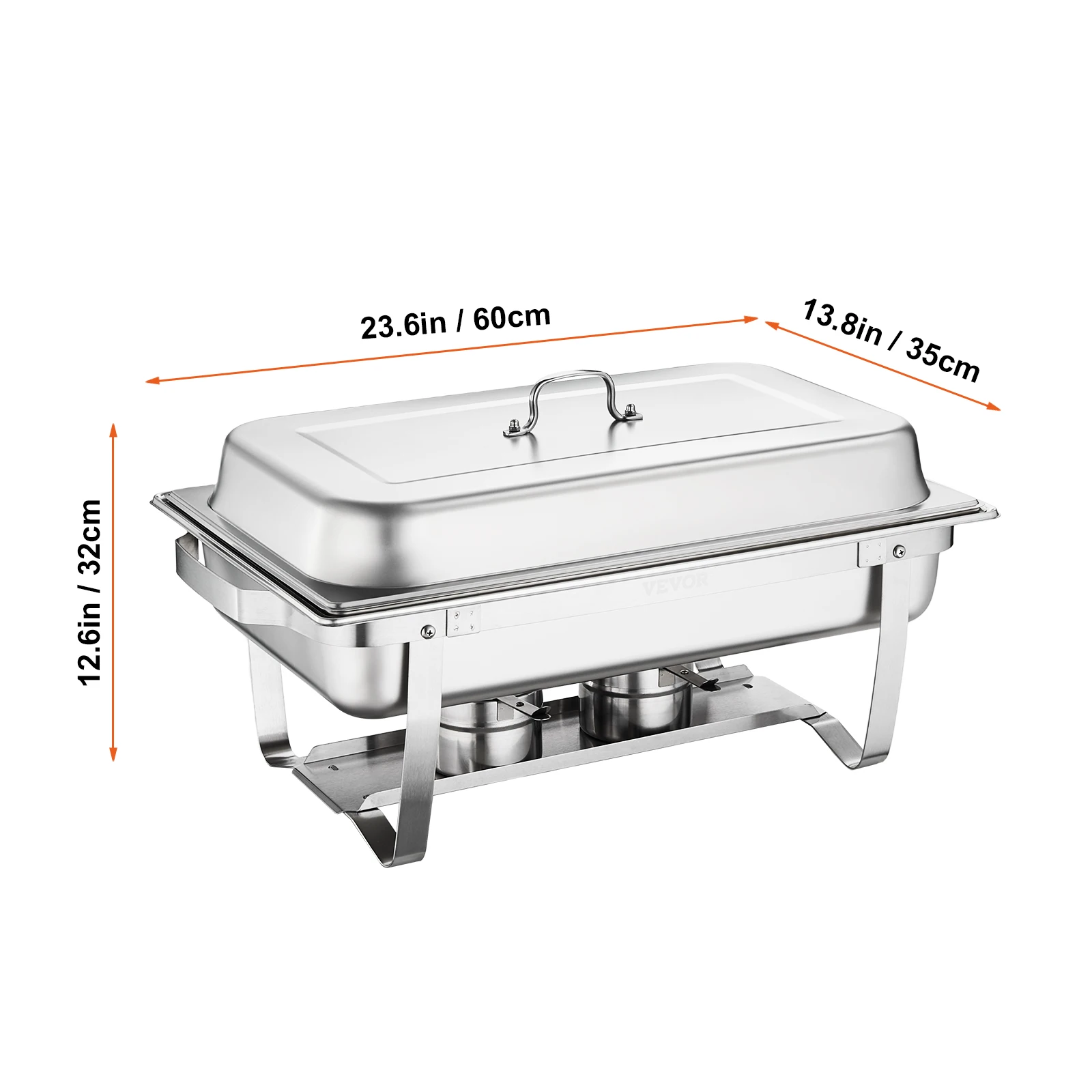 VEVOR Lot de 4 Chauffe-Plats Buffet Chauffant 4 Bacs de 7,5L 8  Porte-Combustible