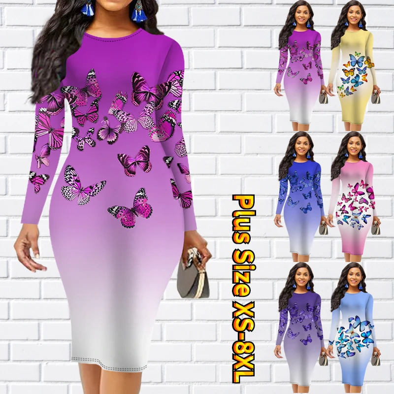 

Юбка-футляр Женская средней длины, Модная элегантная дизайнерская длинная юбка до колен с принтом, Повседневная Уличная одежда с круглым вырезом, на осень-зиму