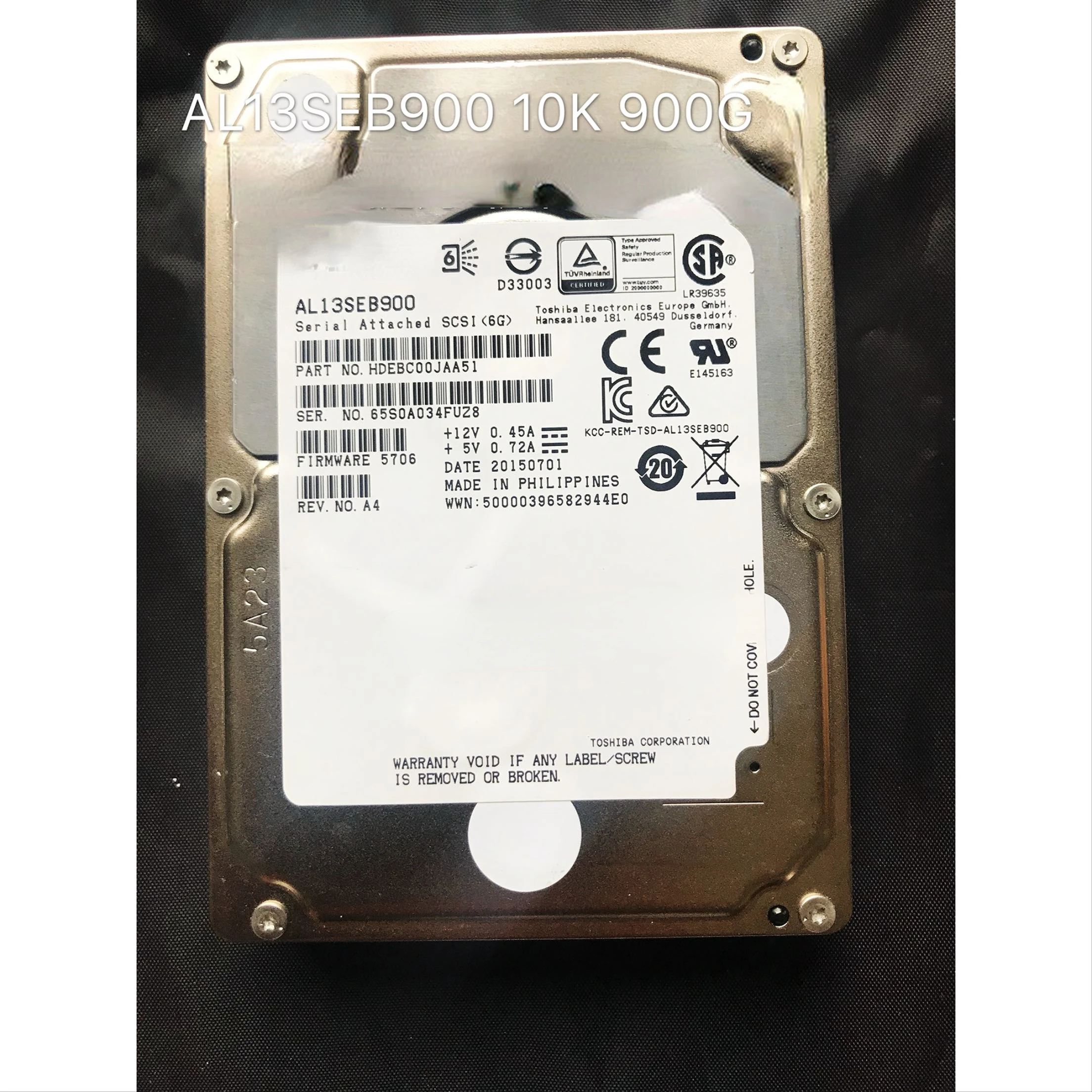 For Toshiba Inspur Huawei Dell HP IBM 900G 2.5 SAS10K AL13SEB900