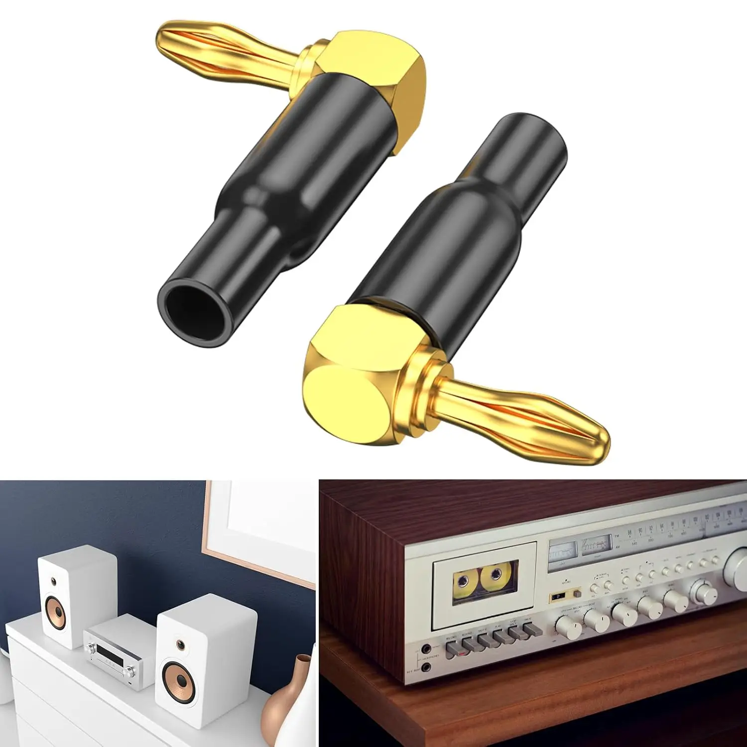 90 Degree Connector Right Angle Banana Plugs for Speaker Wire L-shaped 4mm Speaker Banana Plug Right Angle Speaker Plugs