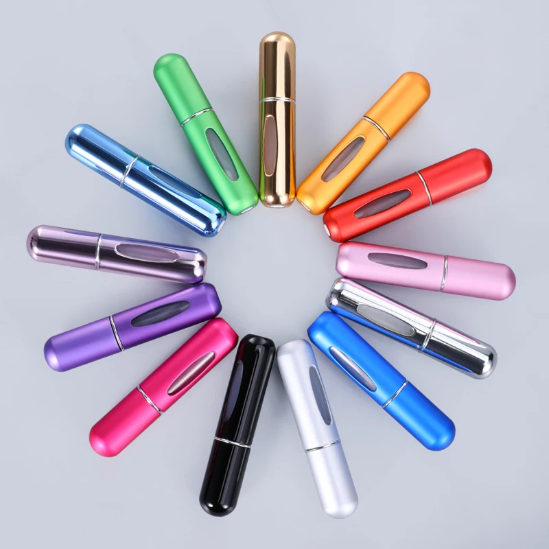 5ml 휴대용 미니 리필 가능 향수 분무기, 내구성 알루미늄 향수병, 휴대용 향수 스프레이 향기 펌프 분무기 케이스