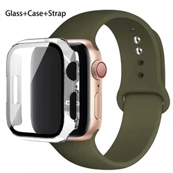 Premium Silicone Sport Band with Glass and Protective Case - 42mm series 321 (34 dark olive)