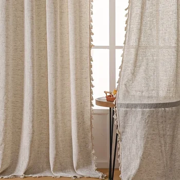 Natural Linen Semi-Sheer Curtain Panel – 84 Inch 1