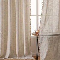 Natural Linen Curtains 84 Inch Length for Living Room 1 Panel Drape Semi Sheer Neutral Country Rustic 1