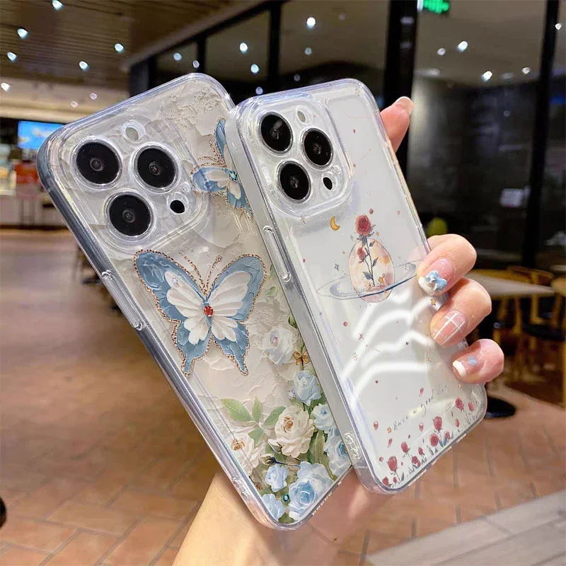 Butterfly & Flower Plant Decorative Phone Case Cover